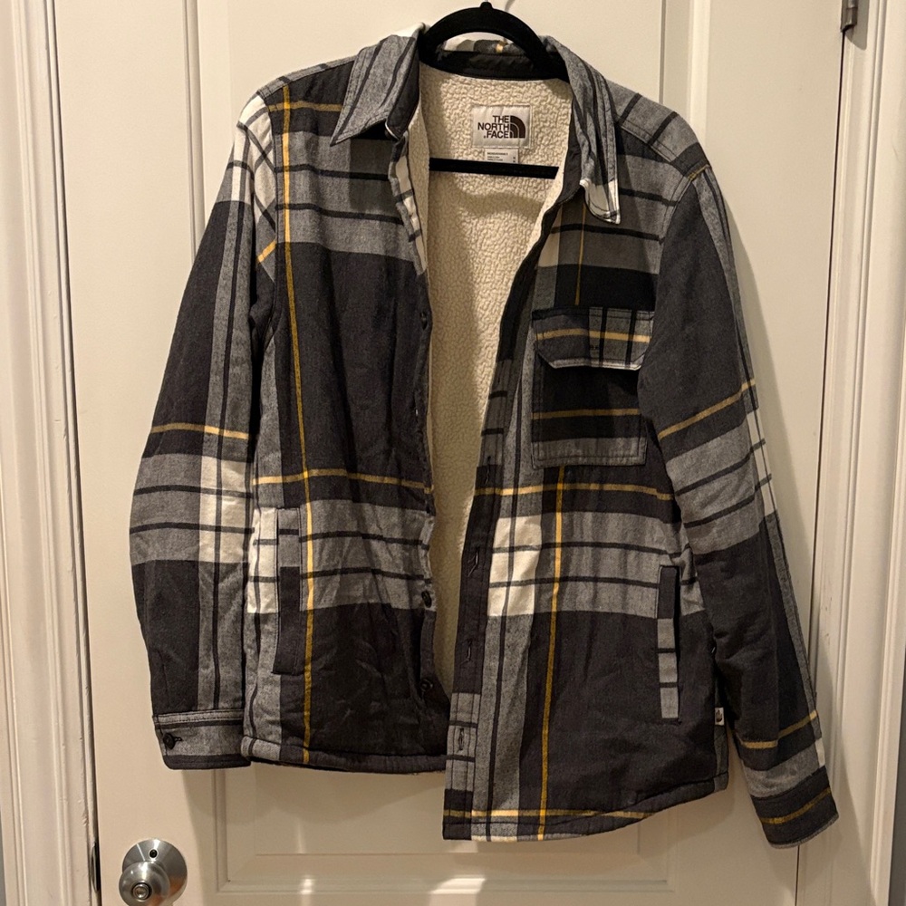 The North Face Men's Black and Yellow Plaid Shirt Jacket